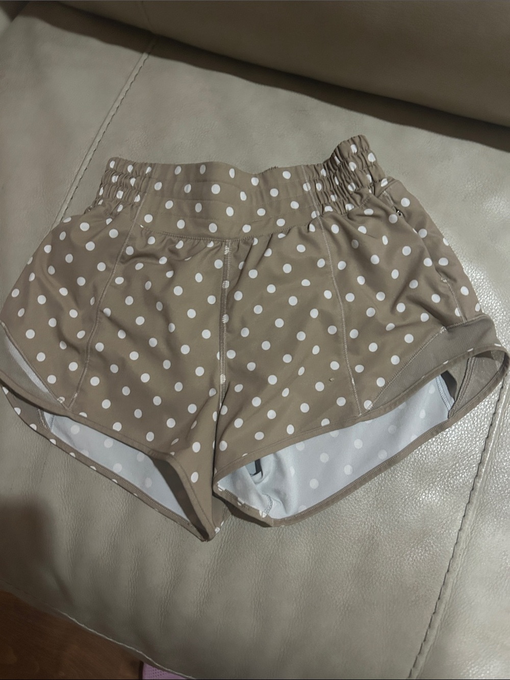 lululemon athletica Beige Polka Dot High-Waist Running Shorts